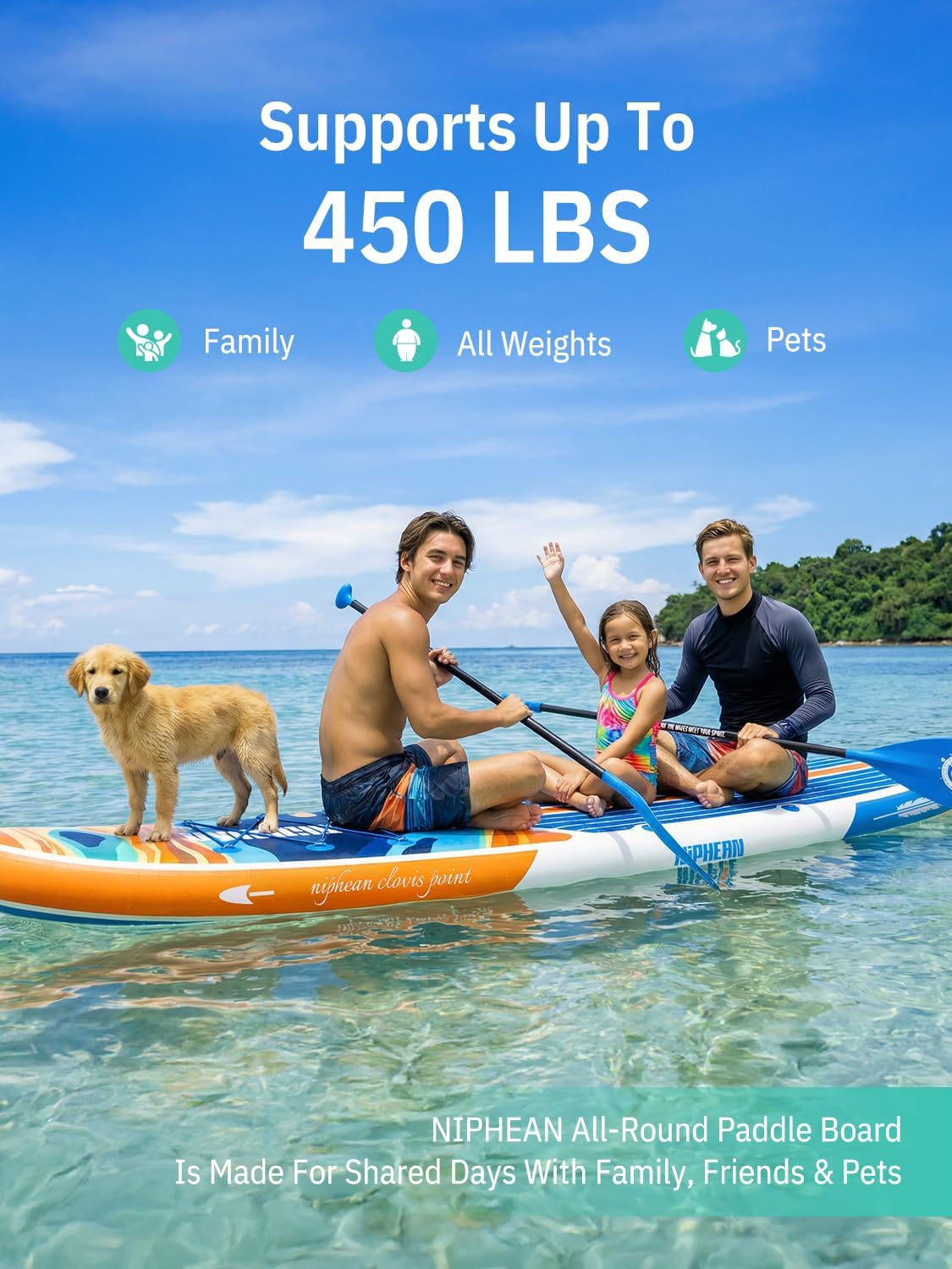 Niphean Paddle Gonflable Adulte avec Tous Les Accessoires, 320cm Planches de Stand Up Paddle Gonflables pour Tous Les Niveaux, Sup avec Capacité 200 kg pour 2 Personnes, Paddle Gonflable avec Siège