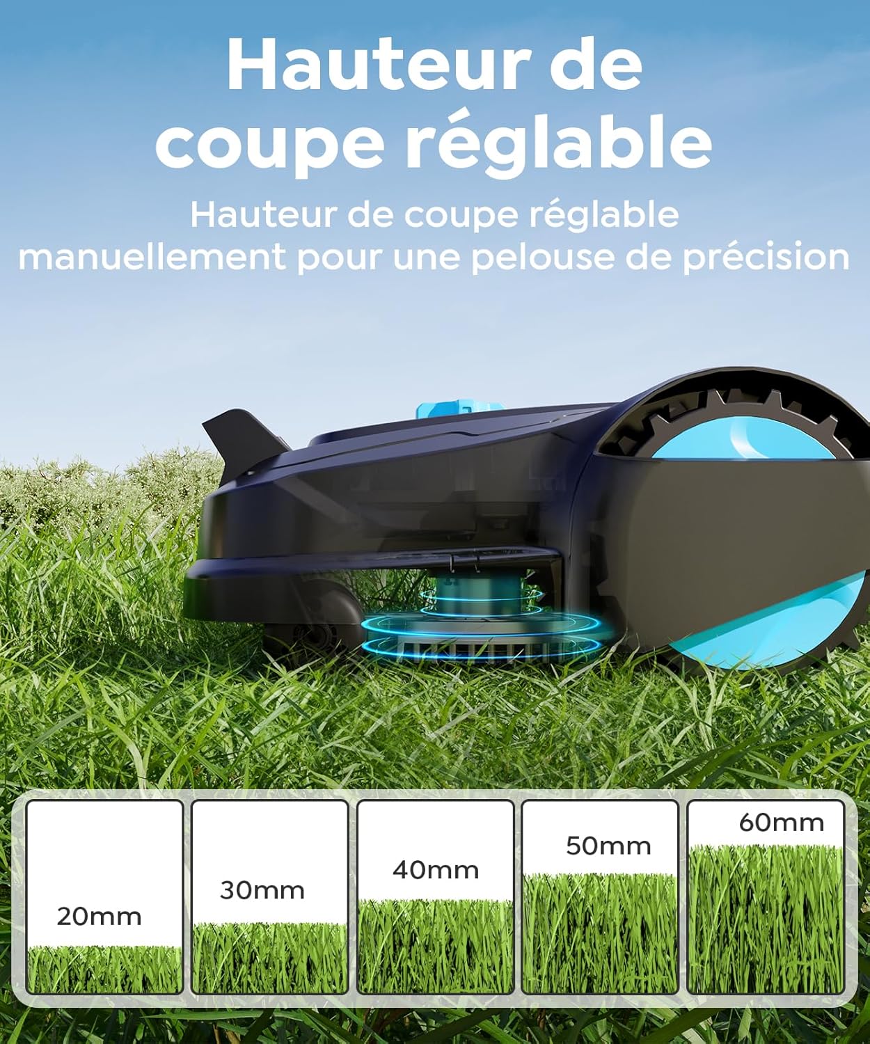 YARDCARE - M800Plus - 800 m² - Robot tondeuse GPS IA, coupe U, détection obstacles