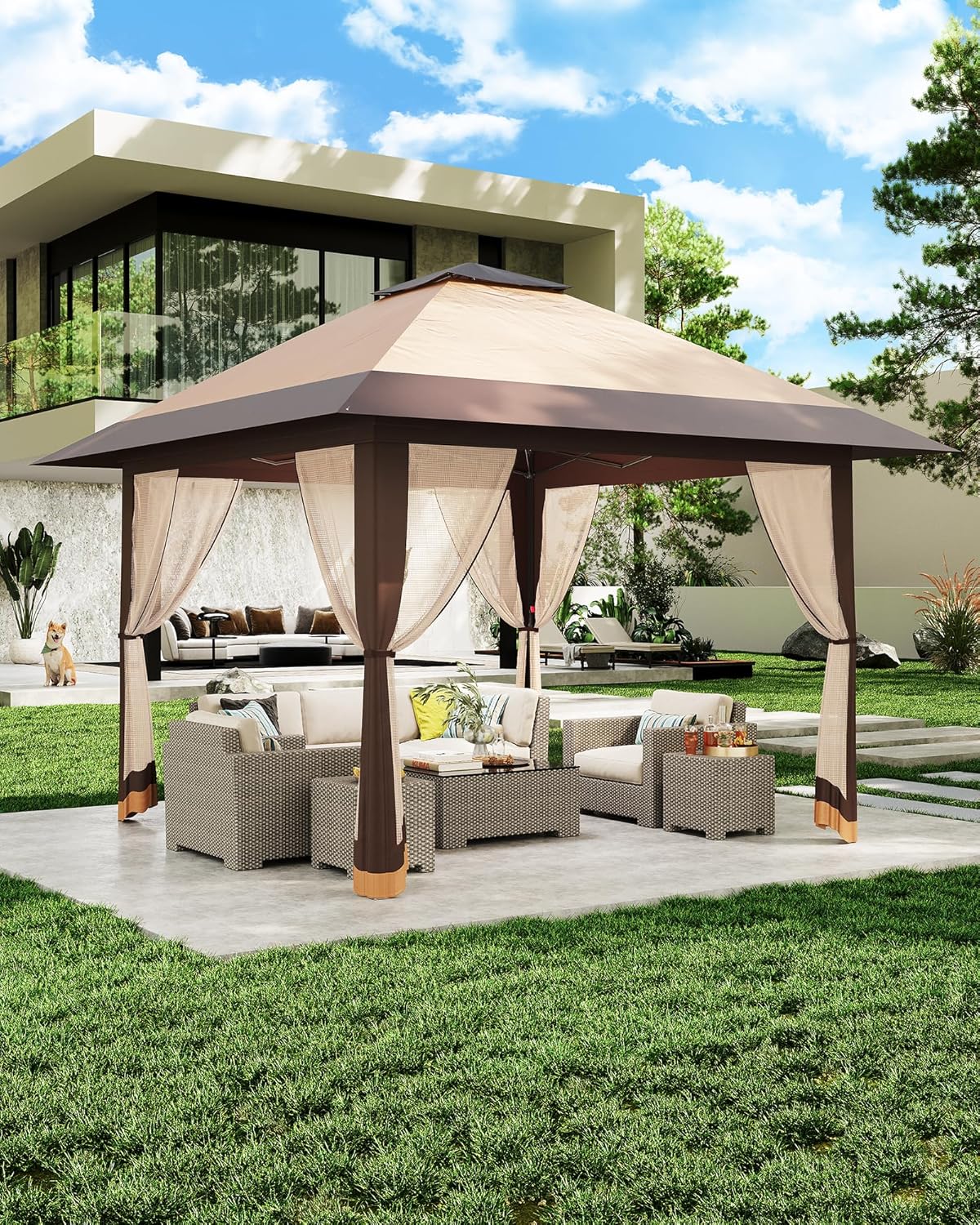 Garvee - Abri de jardin Pop-up - 3x4m - moustiquaire, tente extérieure
