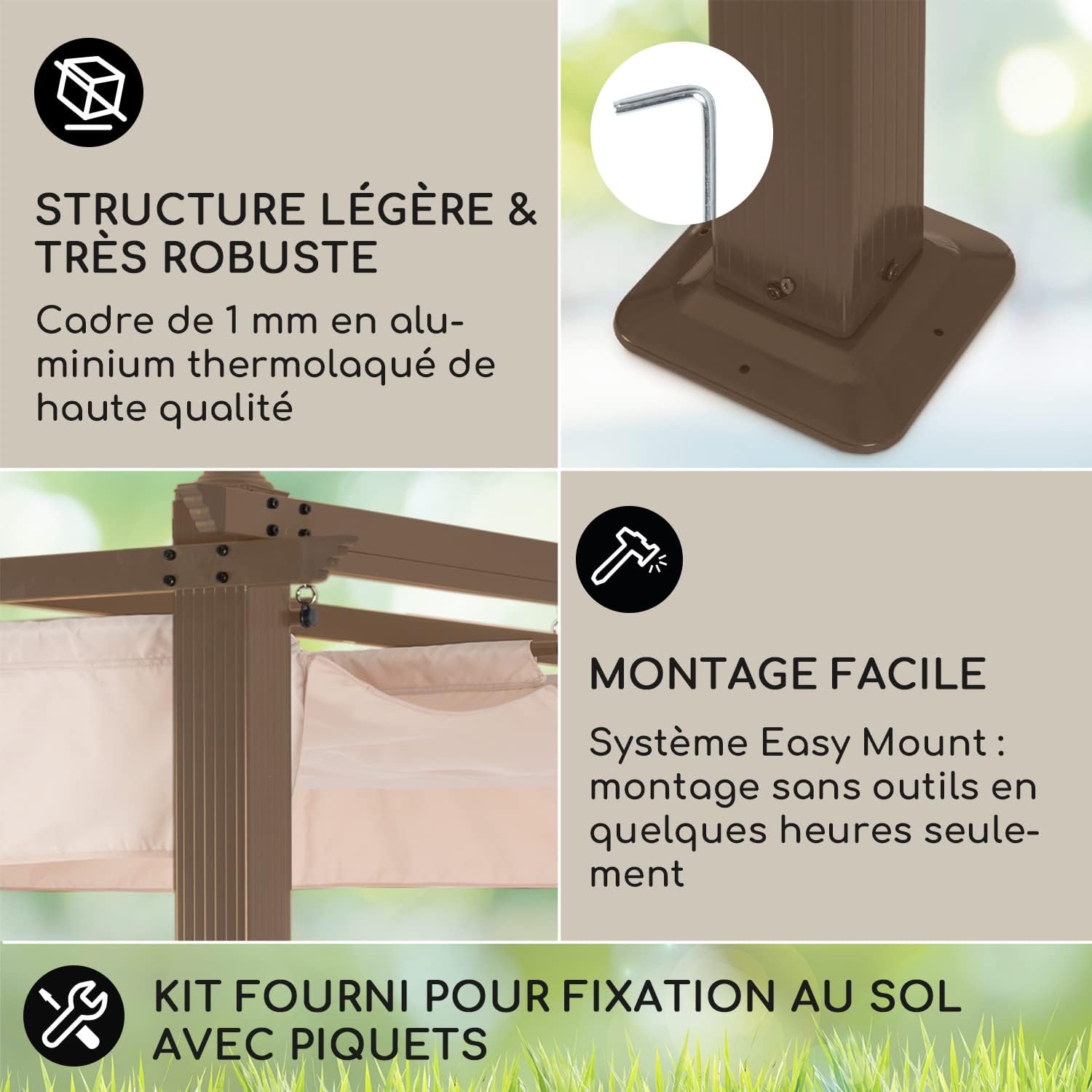 Blumfeldt - Pergola aluminium série Terrasse - 3x6m - toit rétractable, structure alu, UV, polyester imperméable