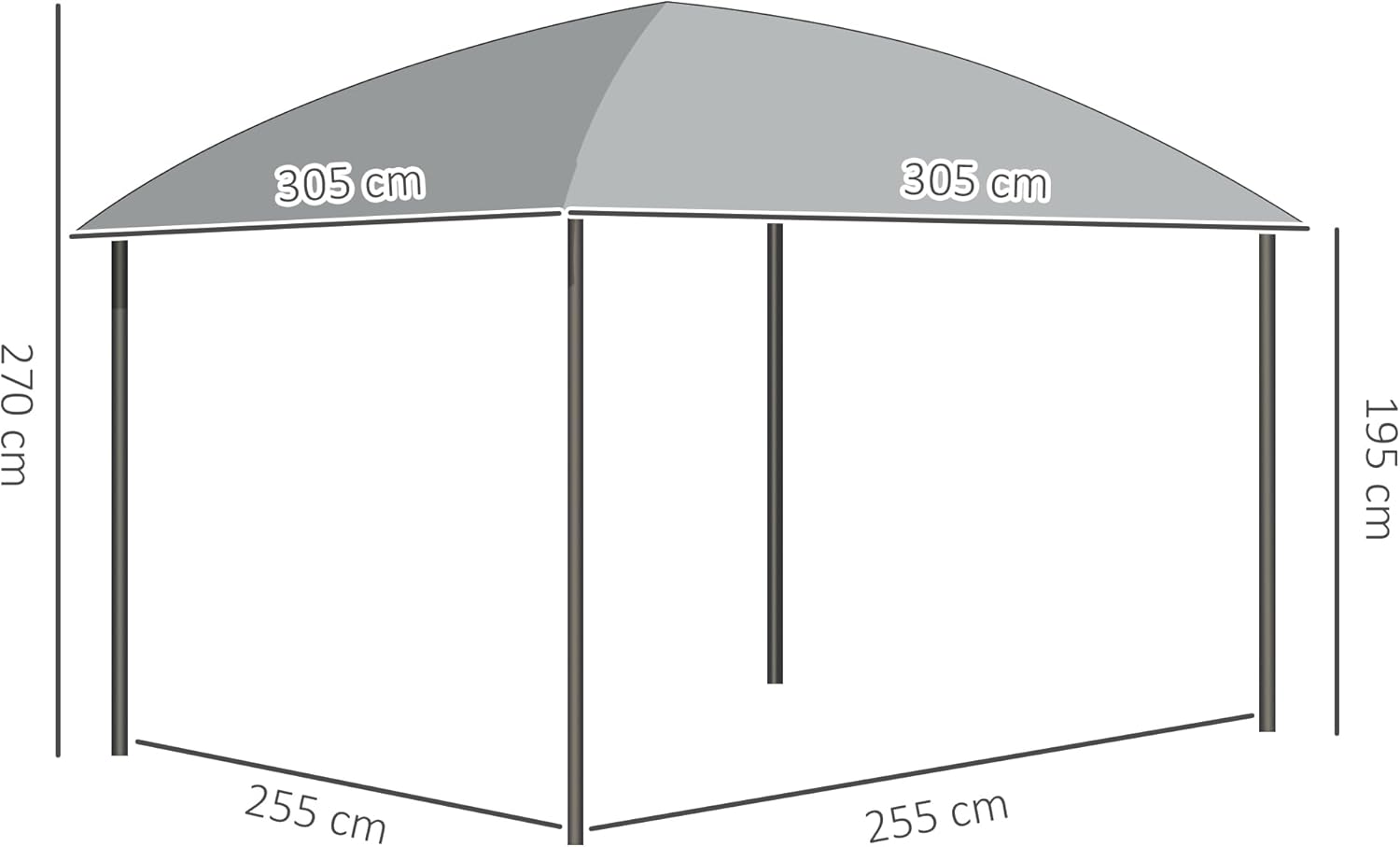 Outsunny - pavillon jardin aluminium 3x3m toit polycarbonate UV60+