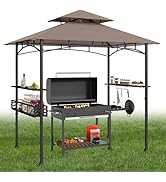 RELAX4LIFE Tonnelle Barbecue Exterieur | Auvent Abri Barbecue | 2 Tablettes de Service | Toit Ven...