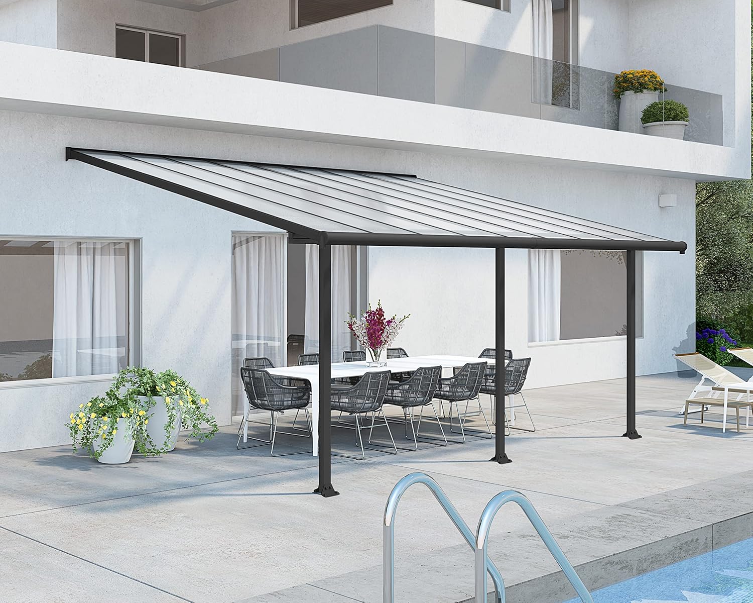 Canopia by Palram - Olympia - 16.4m² - aluminium & polycarbonate, terrasse, gris
