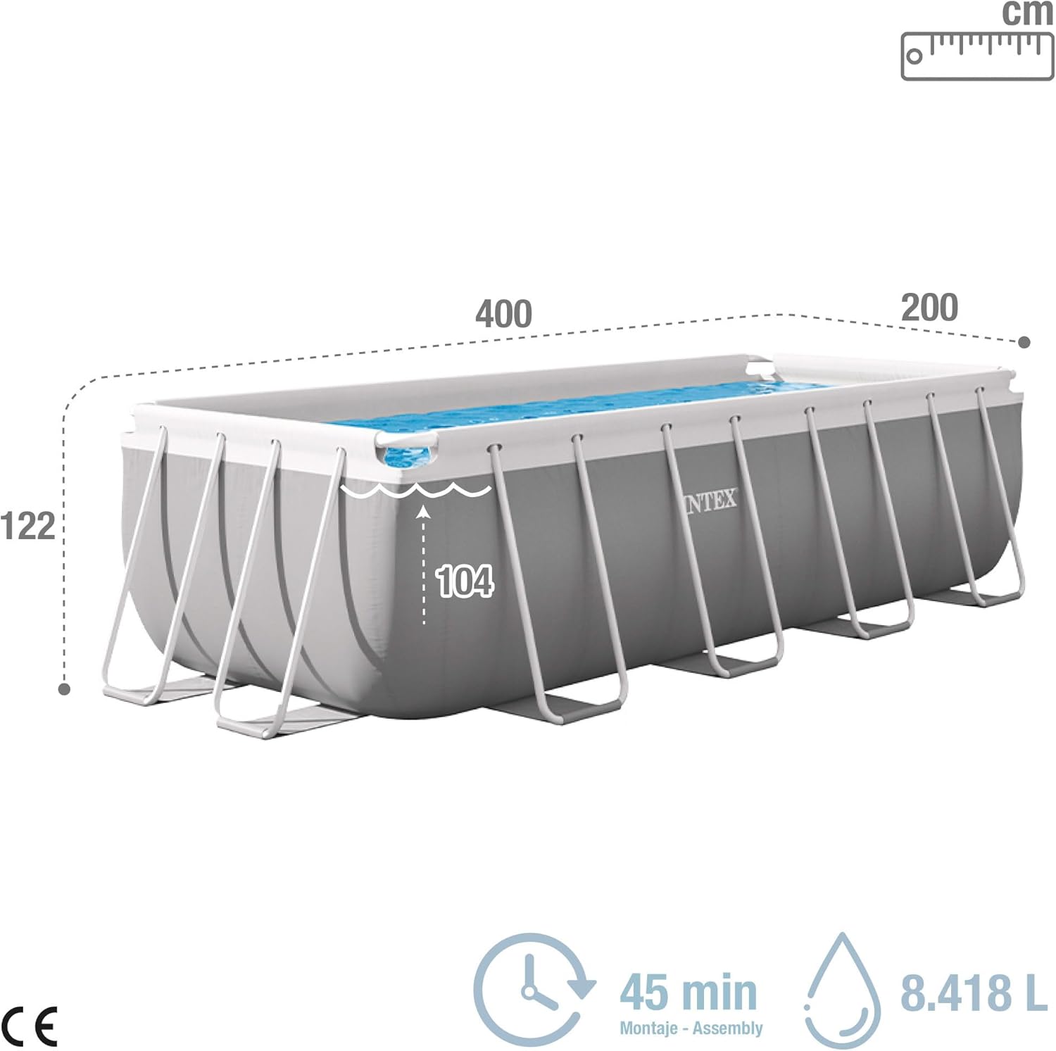 Intex - Prism Frame Rectangulaire - 4x2x1,22m - Kit piscine tubulaire
