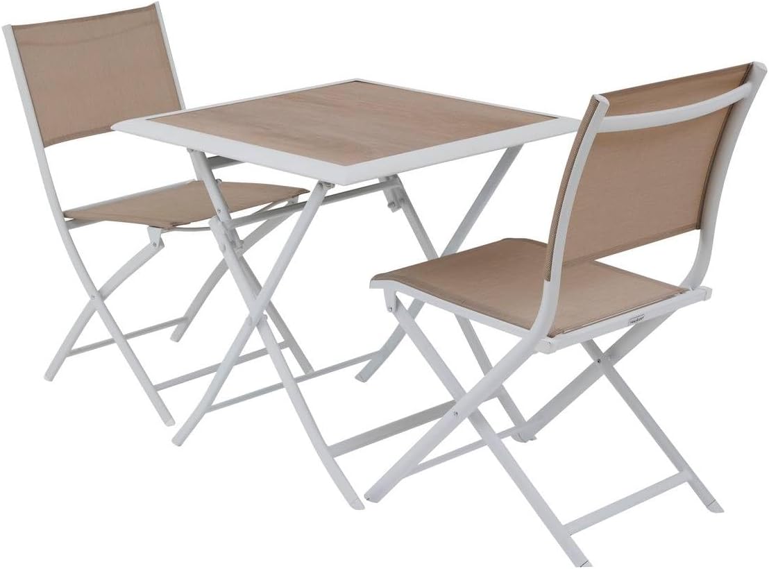 Hespéride - Azua - 70x70 cm - table pliante 2 places aluminium Blanc