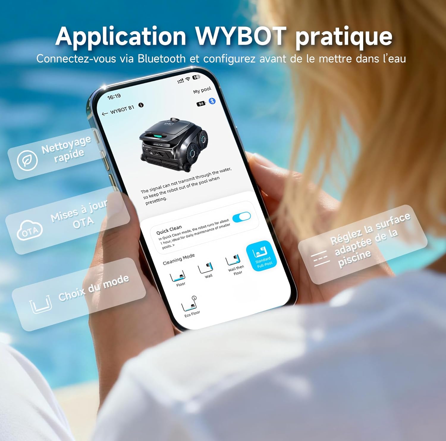 WYBOT - B1 - compact et léger, contrôle par appli, 100 min autonomie - B1
