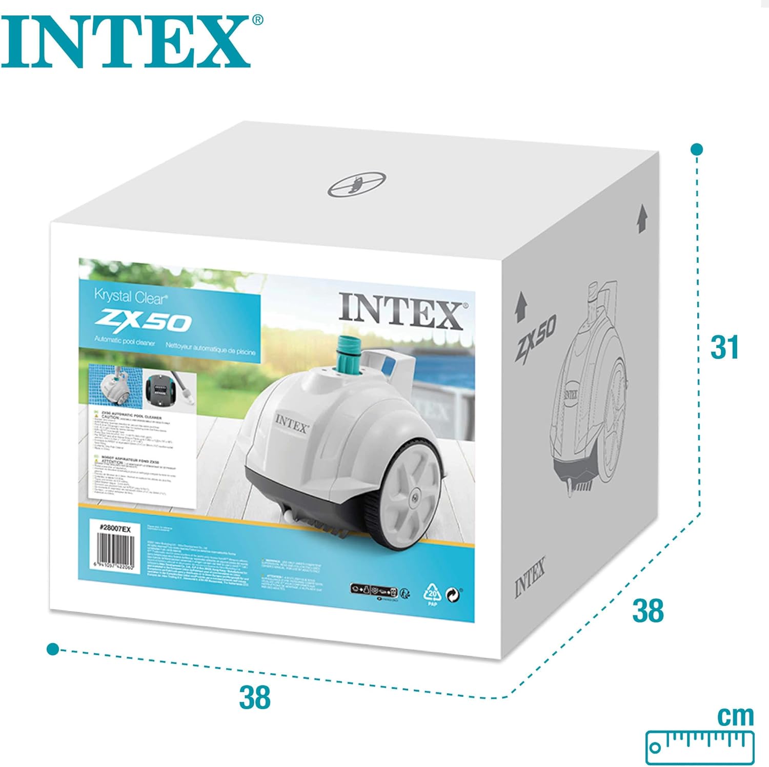 Intex - Aspirateur Robot Fond ZX50 - Blanc/Bleu - Dimensions compactes, aspiration efficace ZX50