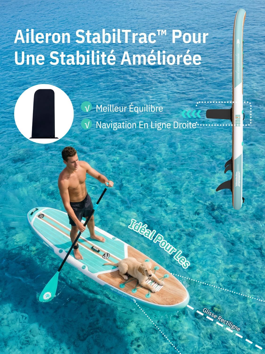 Niphean - paddle gonflable 320cm - 2 personnes, capacité 200kg, siège inclus