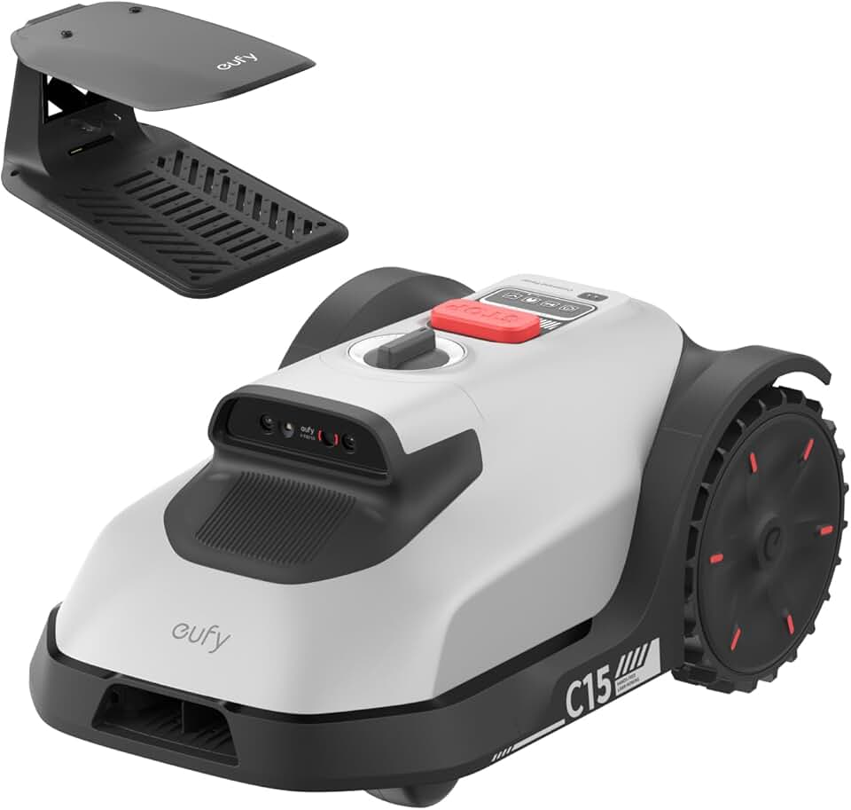 eufy - C15 robot tondeuse - 500 m² - garage, sans fil, détection obstacles, Ride-On-Edge
