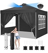 Cobizi Tonnelle 3 x 3, protection UV 50+, pliable, 3 x 3, étanche, stable, résistante à l'hiver, avec 4 parois latérales.