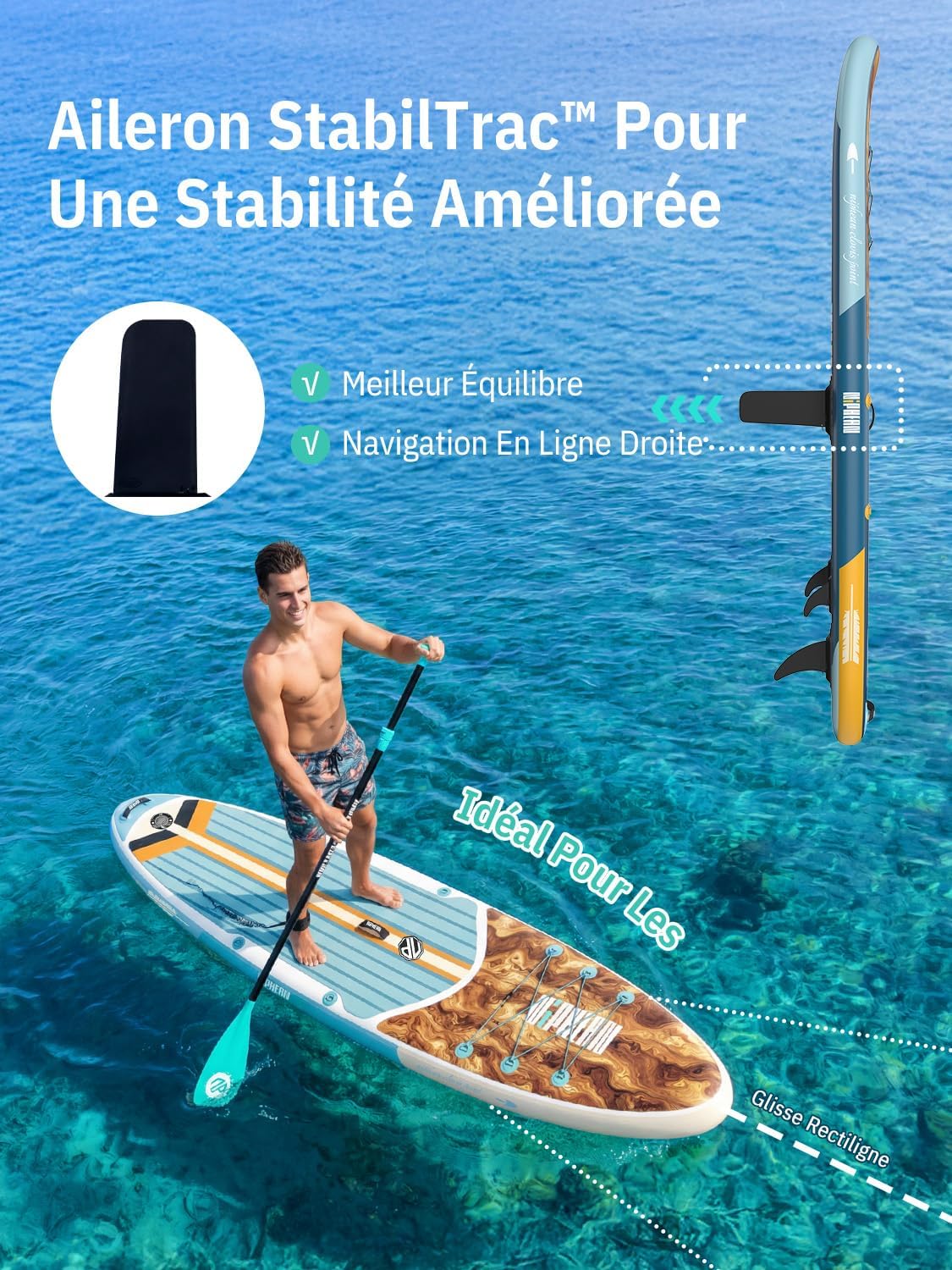 Niphean - Paddle gonflable adulte 320cm - 200kg, siège, 2 pers.