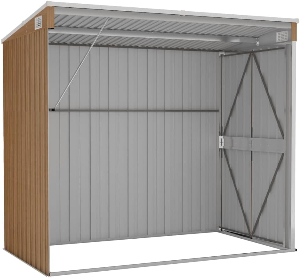 vidaXL - abri de jardin mural acier galvanisé 118x194x178 cm, marron