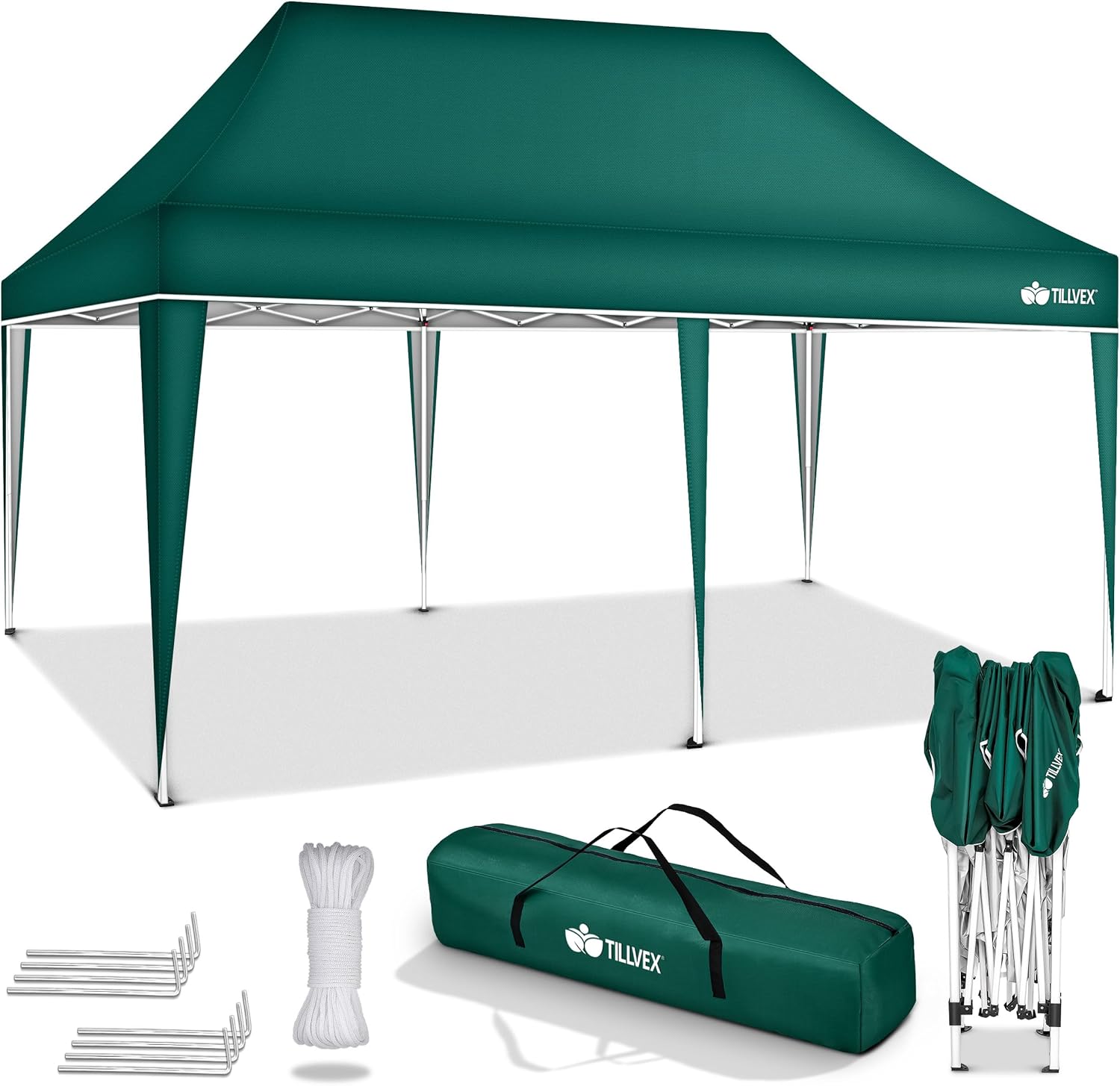 Tillvex - Tonnelle réglable 3x6m, étanche, UV50+, sac de transport