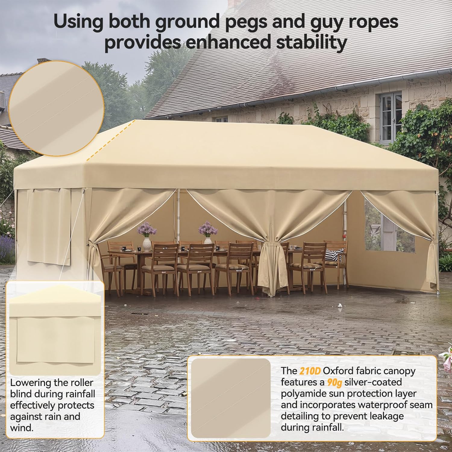 JUMMICO - tonnelle pliante - 3x6m - moustiquaire, imperméable, anti-UV