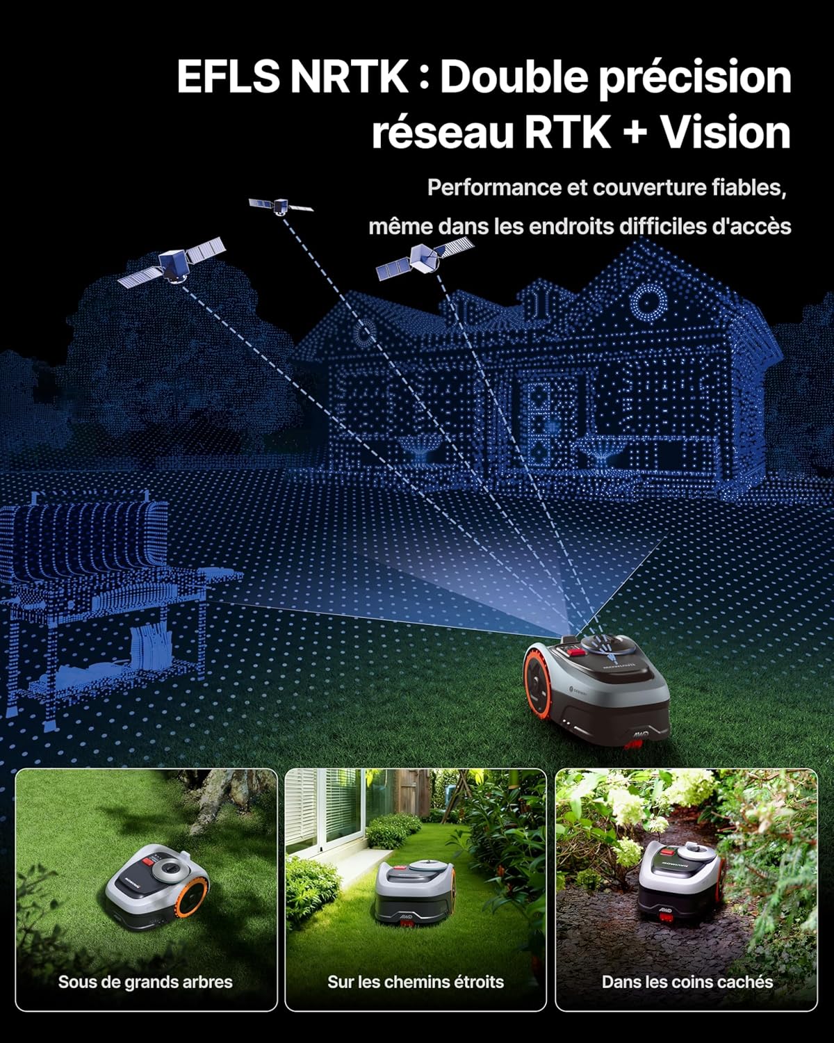 Segway - Navimow i205 AWD - robot tondeuse - 500 m², 45% pente, garage, EFLS NRTK+Vision