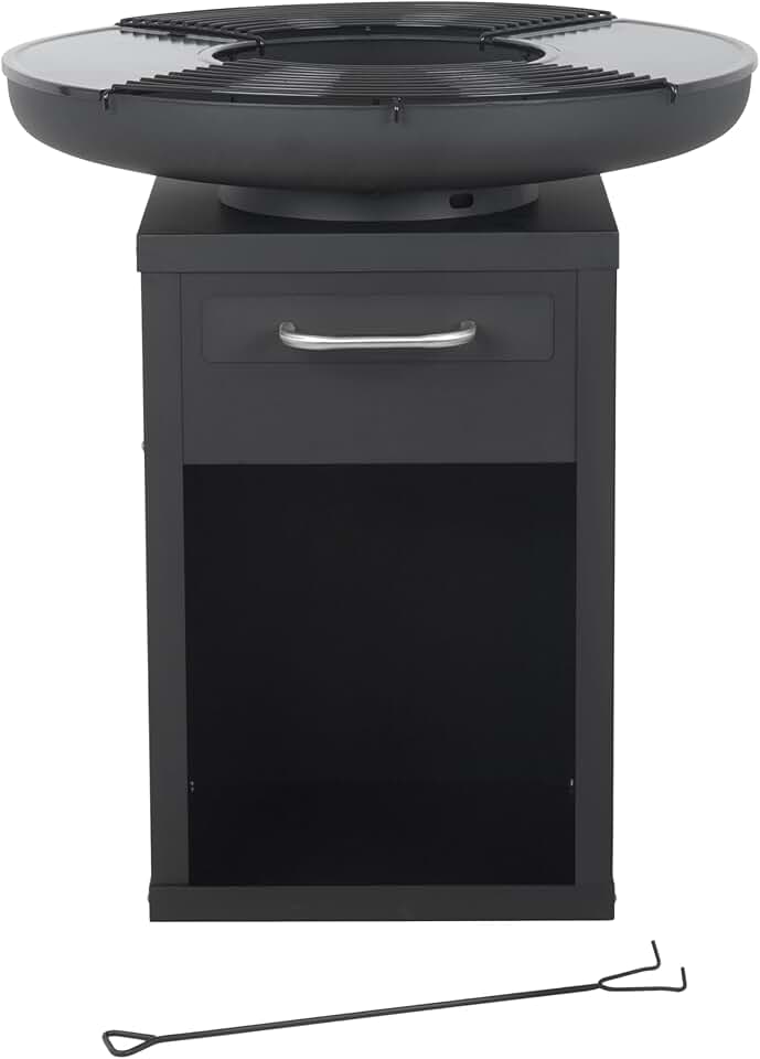 BIGHORN - Grand Brasero Plancha - Ø80x92 cm - Fer 42kg, plaques et grilles amovibles