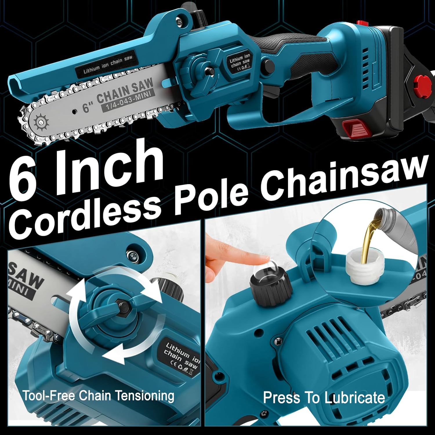 panthem - Mini tronçonneuse 4 en 1, 4,1 m portée, 2x4Ah, moteur brushless, pour Makita 18V
