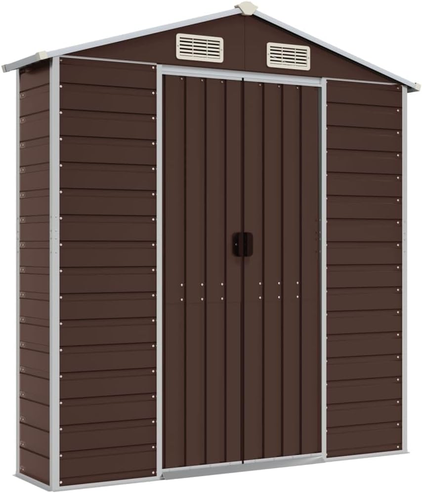 vidaXL - Abri de jardin acier galvanisé marron 191x555x198 cm