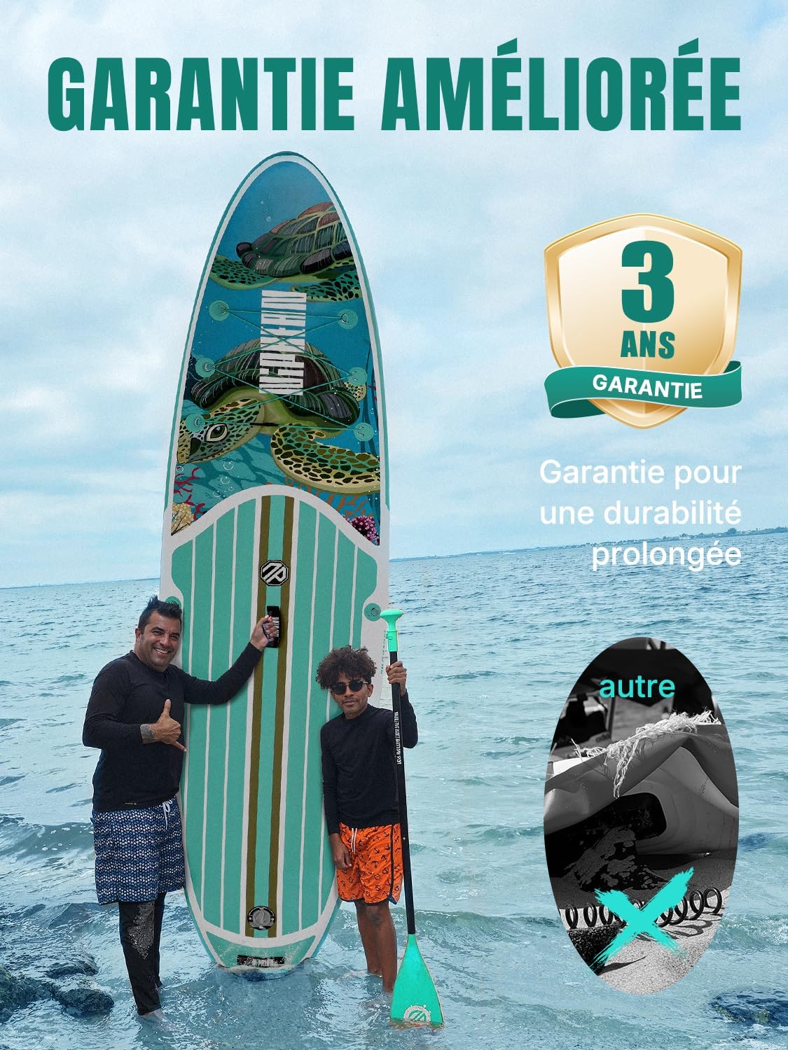 Niphean Paddle Gonflable Adulte avec Tous Les Accessoires, 320cm Planches de Stand Up Paddle Gonflables pour Tous Les Niveaux, Sup avec Capacité 200 kg pour 2 Personnes, Paddle Gonflable avec Siège