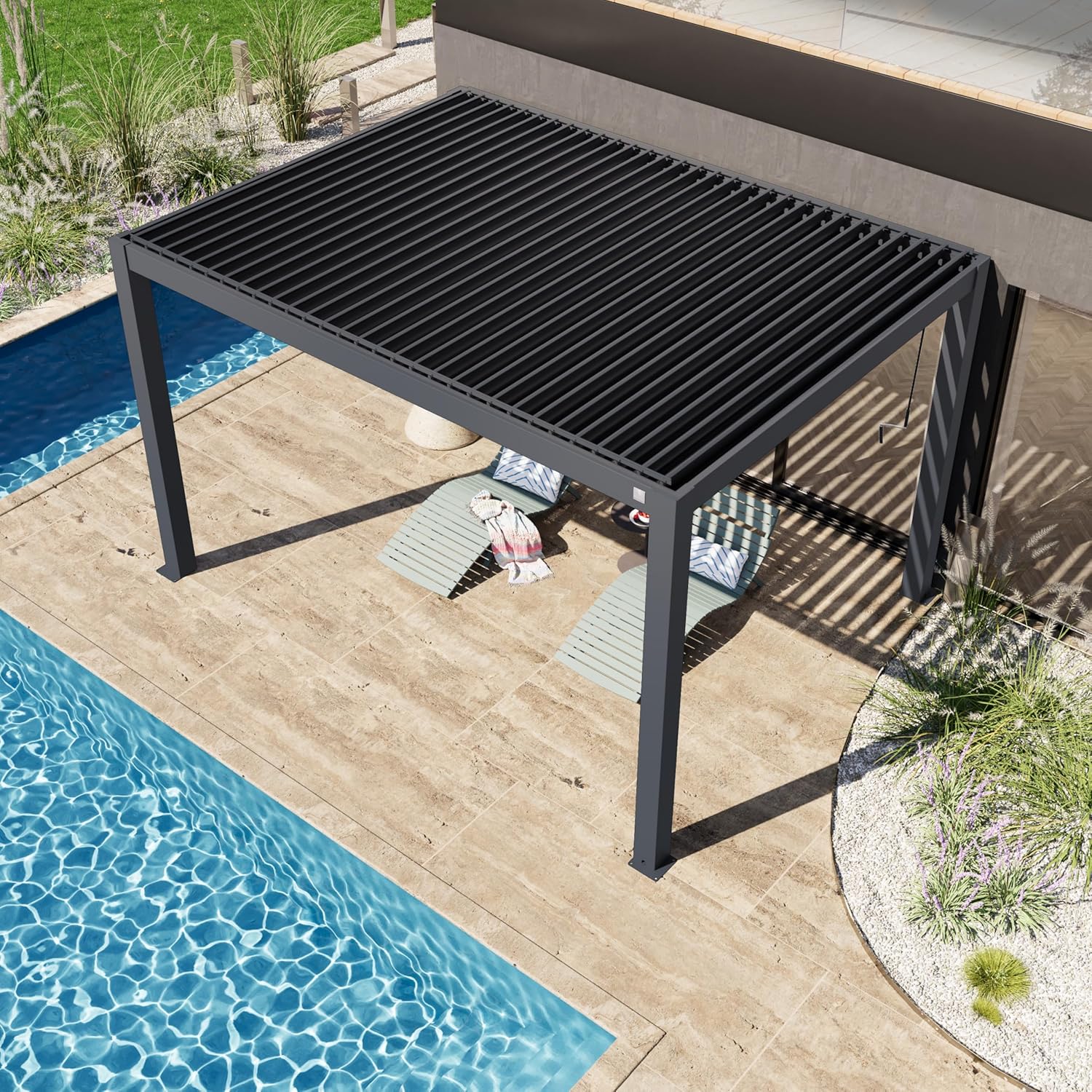 PRIMEYARD - Pergola aluminium série lames orientables 3x4m anthracite