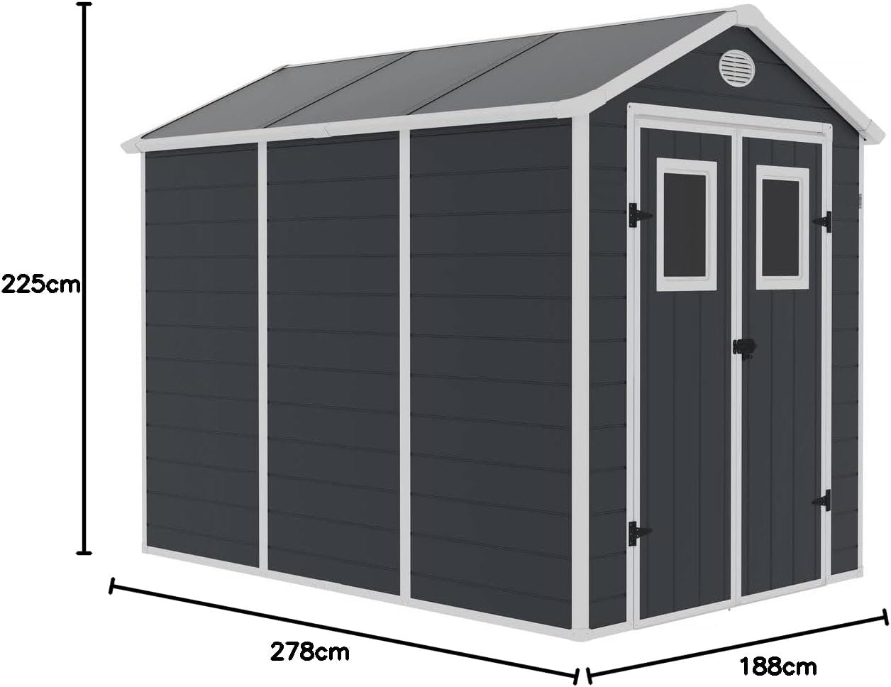 Habitat et Jardin - Abri de Jardin Résine Texas 5.23 m² Anthracite - Ancrages Intérieurs - Antirouille/Anti-UV