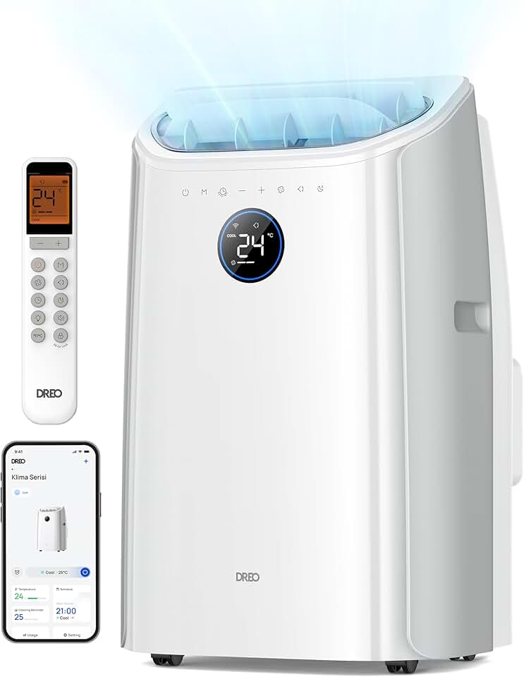 DREO - climatiseur portable série 10 000 BTU, silencieux, contrôle app, 24h timer