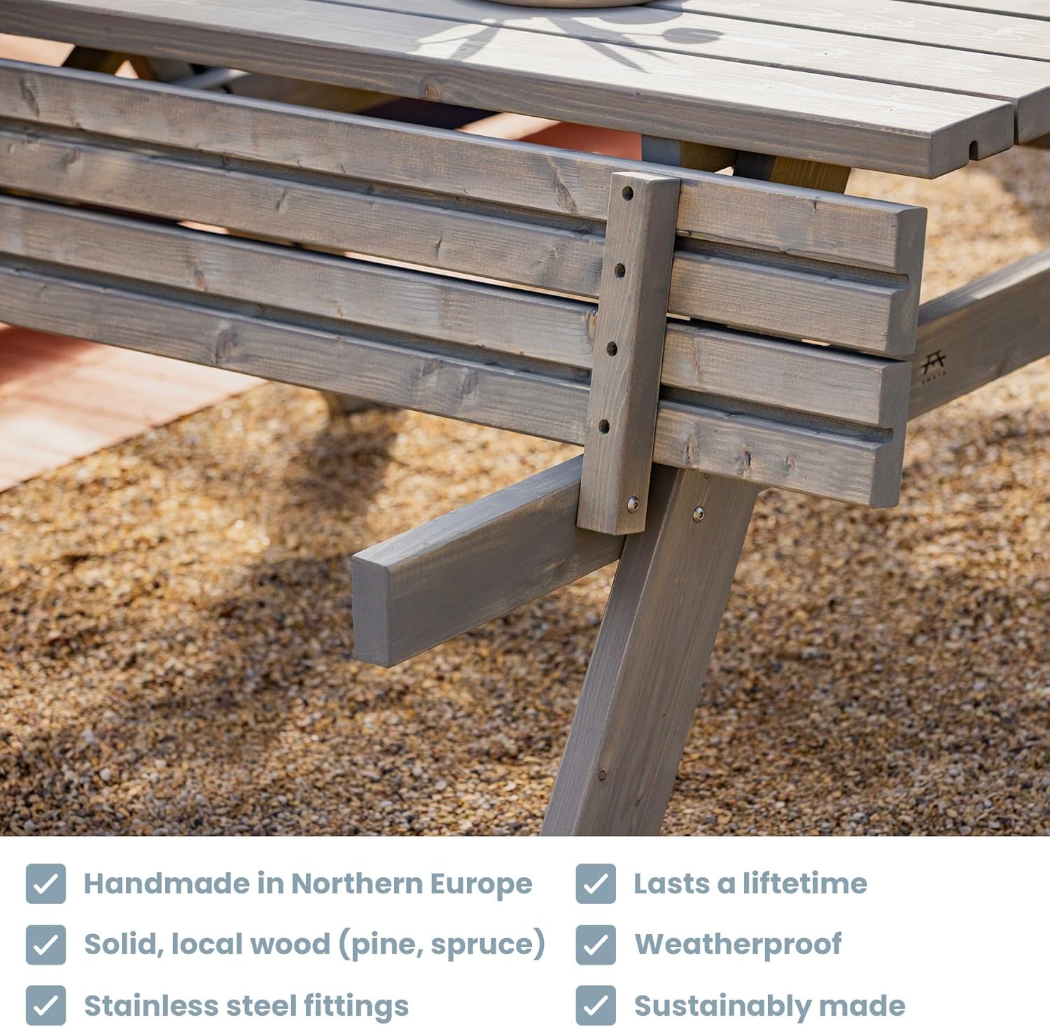 AMATA - UNGURS - table de pique-nique bois extérieur, sièges pliables