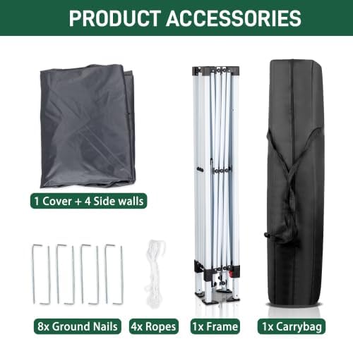 Bonnlo - Tonnelle pliante série jardin - 2x2m - Imperméable, 4 parois, UV 50+, sac inclus