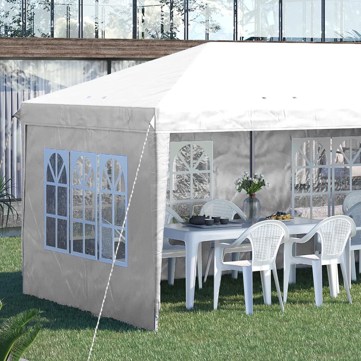 Outsunny - pavillon pliante 3x6m - 3 côtés détachables, sac inclus