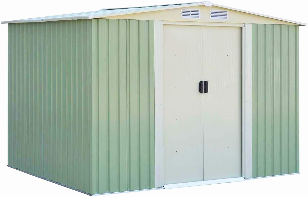 COSTWAY - Abri de Jardin Série Stockage - 205x257x175,5 cm - porte coulissante, toit galvanisé, aération