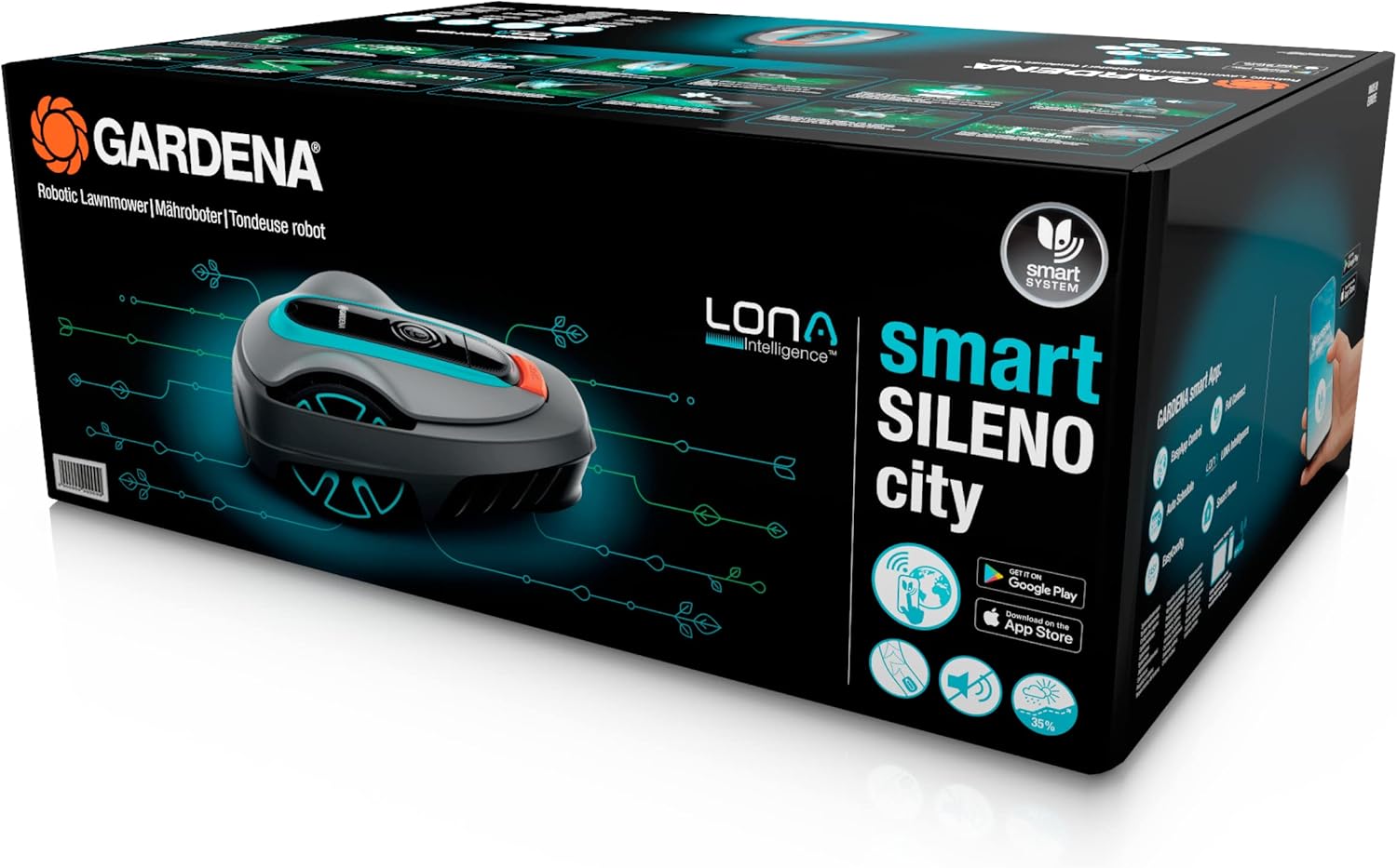 Gardena - robot tondeuse SILENO City - 250 m² - IA, applipilote, 35% pente, passerelle - 19601-66