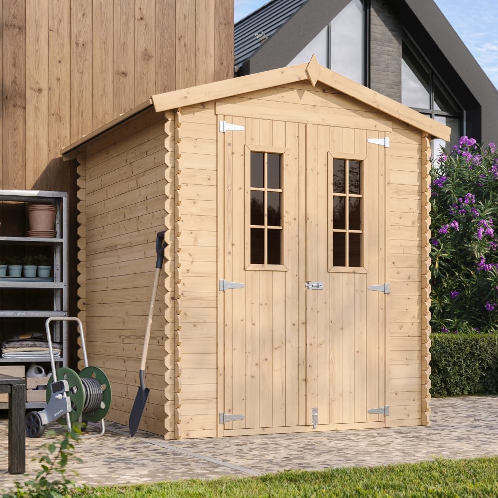 Timbela - Abri de jardin bois traité, 186x196x218 cm, 2,82 m², sol inclus, M320C+M320G