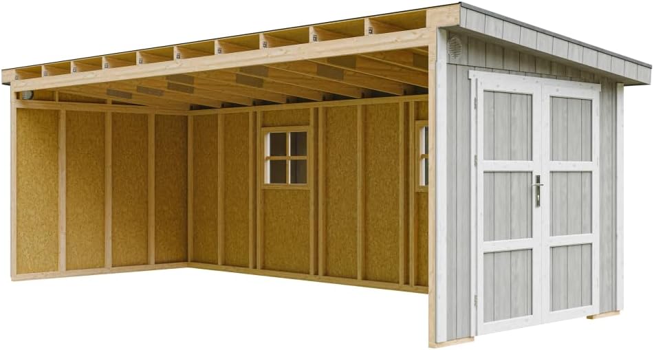 Timbela - Abri de jardin premium, 14,3 m², 231x248x648 cm, panneaux LP Smartside, sans plancher, M941B-TUNDRA
