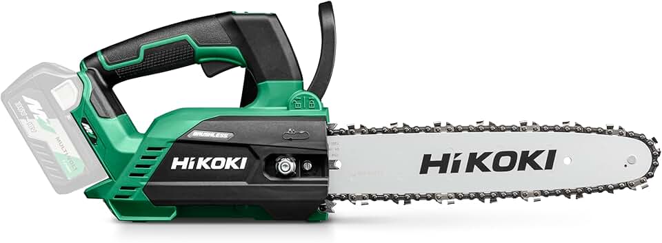 HiKOKI Scie à chaîne électrique - 36 V - Lame de scie de 30 cm, moteur sans balais, légère, puissante, coupes précises - Idéale pour l'entretien des arbres - Sans batterie et sans chargeur