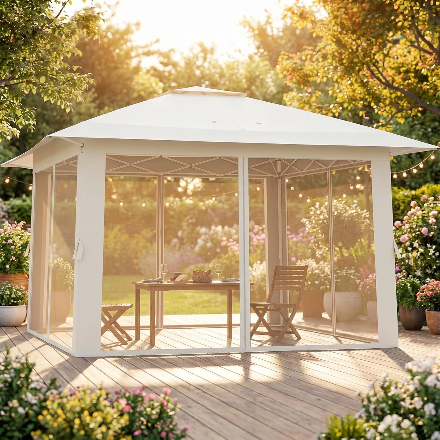 RELAX4LIFE - Tonnelle pliante 4x4 m - moustiquaire, tissu anti-UV