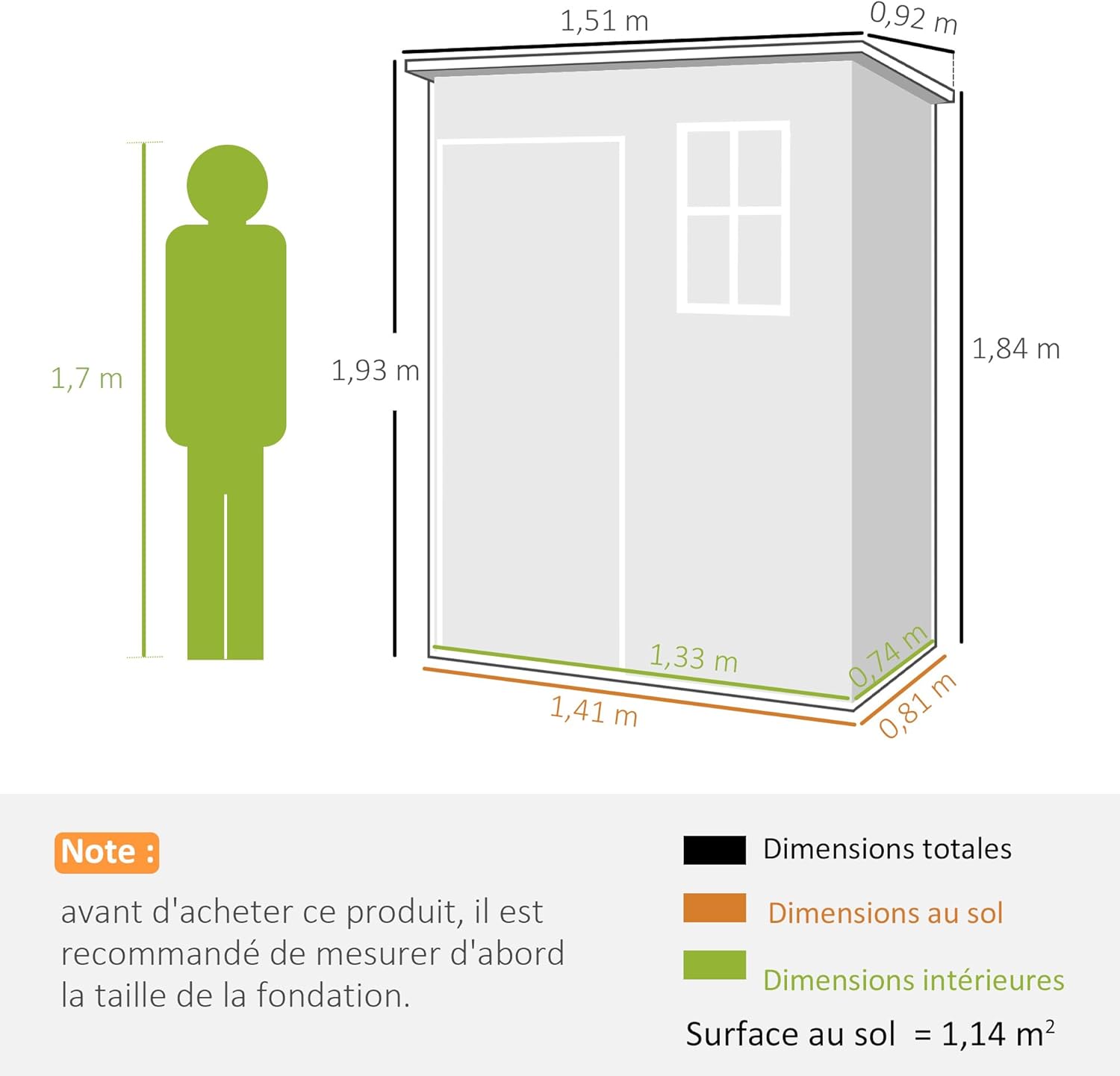 Outsunny - Abri de Jardin 1,14 m² - Porte verrouillable, aération et fenêtre - 151Lx92lx193H cm - Plastique, Gris - YJD1