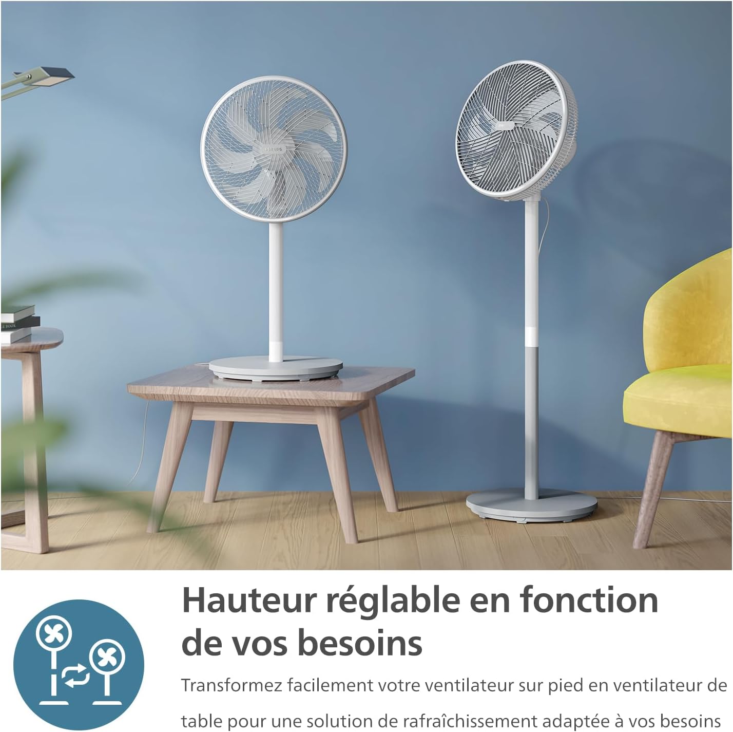 Philips - Série 2000 - ventilateur sur pied, 19 dB, SilentWings, CX2550/00