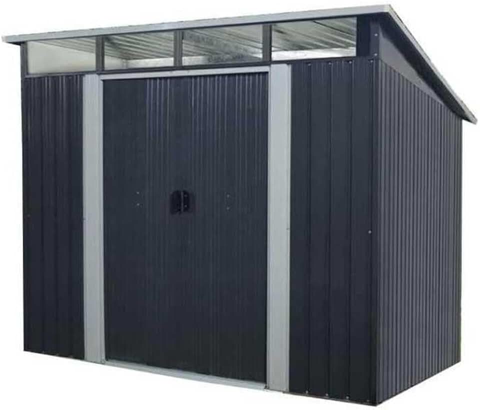 Générique Abri de Jardin en métal 4,59m² - 2 Portes coulissantes - Gris Anthracite