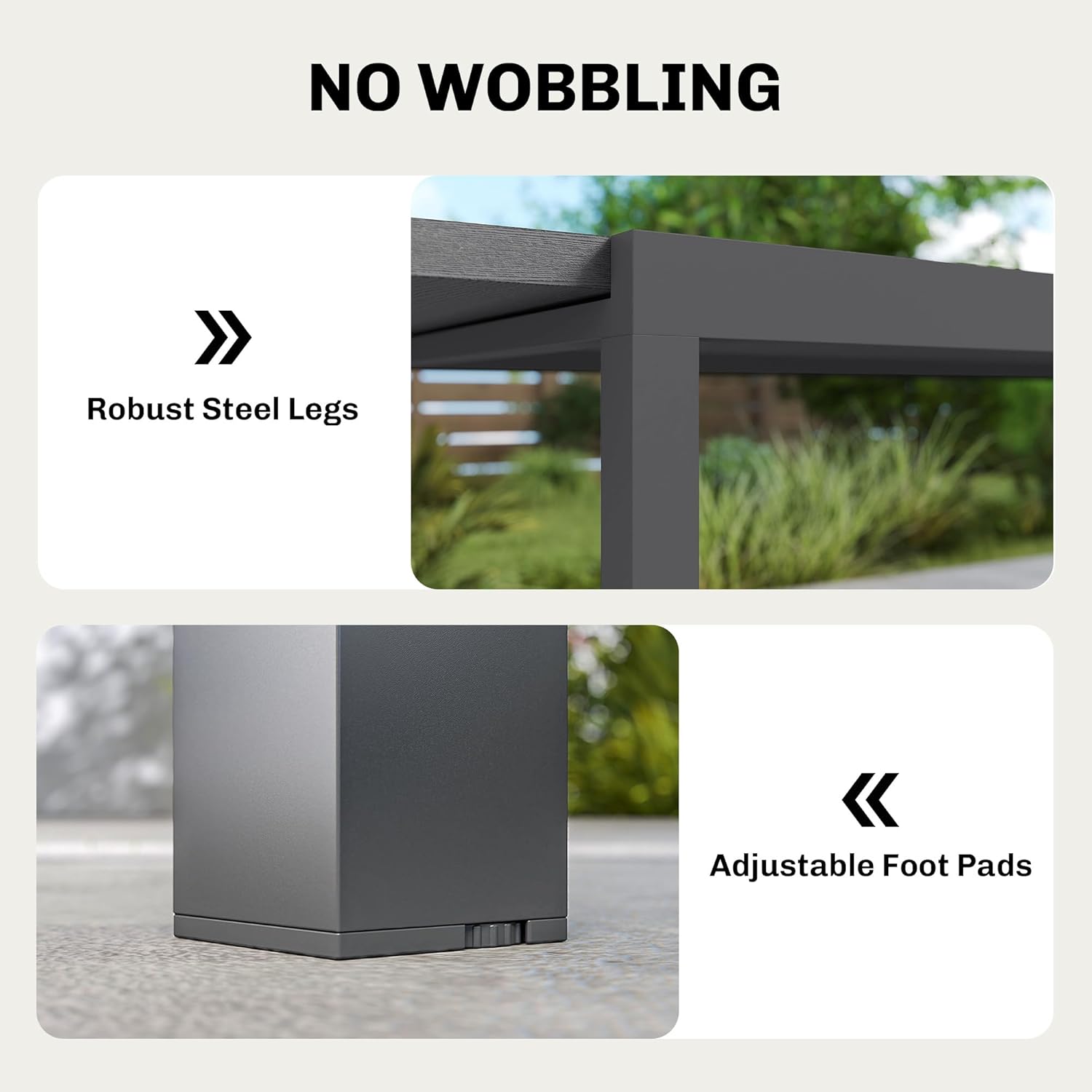 Outsunny - Table Extensible - 154-214 cm - Aluminium bois, pieds réglables, 8-10 pers.