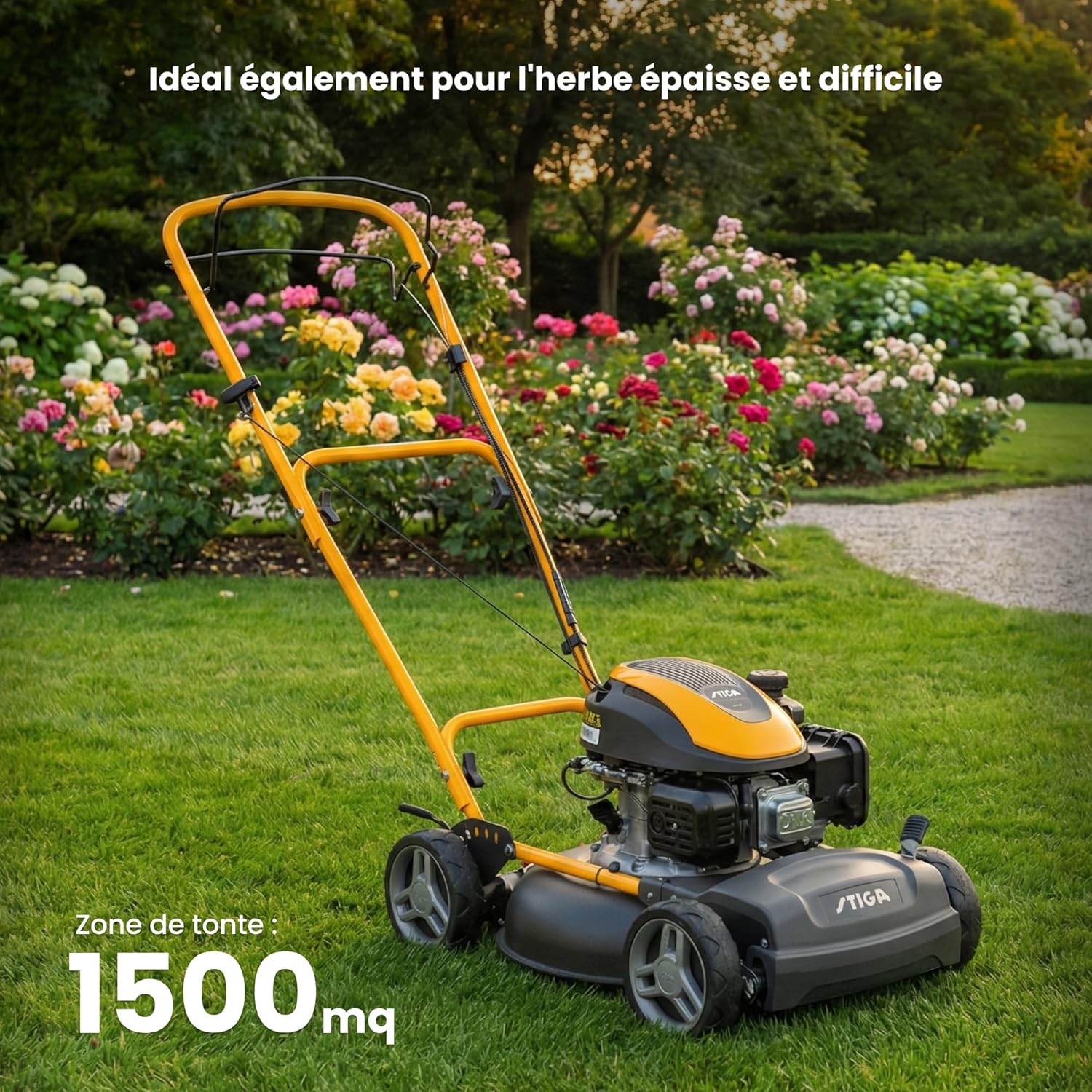 STIGA Multiclip 47 S Tondeuse à Essence, Tondeuse à Gazon broyeuse automotrice avec Moteur 123 CC, Plateau de Coupe 45 cm, 5 tondeuses Thermiques, Guidon Ergonomique Rabattable.