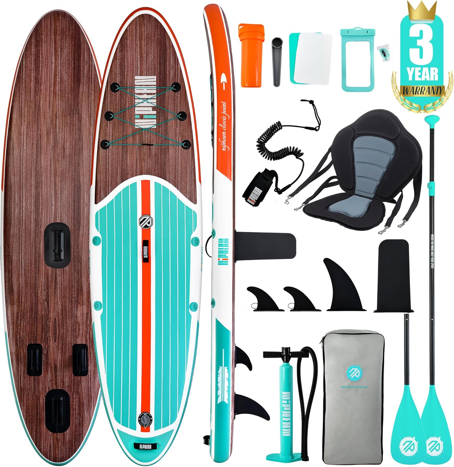 Niphean Paddle Gonflable Adulte avec Tous Les Accessoires, 320cm Planches de Stand Up Paddle Gonflables pour Tous Les Niveaux, Sup avec Capacité 200 kg pour 2 Personnes, Paddle Gonflable avec Siège