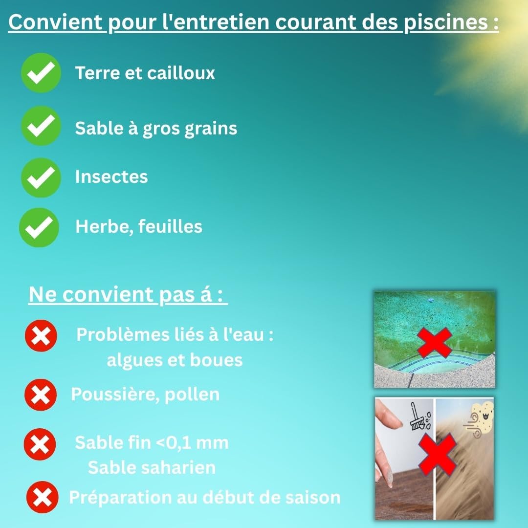 Poolwonder - Cleverix série - 2 m - aspirateur piscine batterie, super maniable
