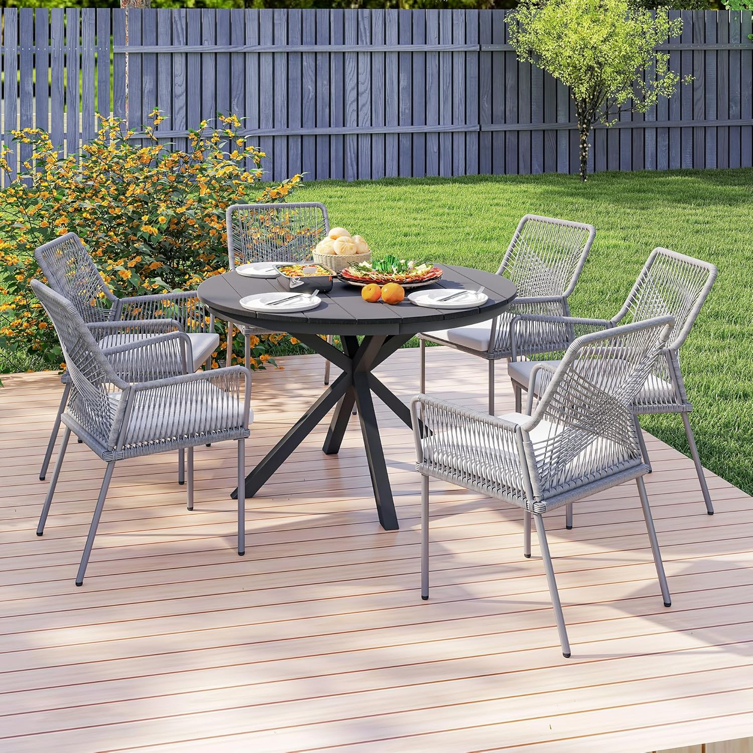 Outsunny - table ronde jardin série aluminium Ø118cm plateau effet bois