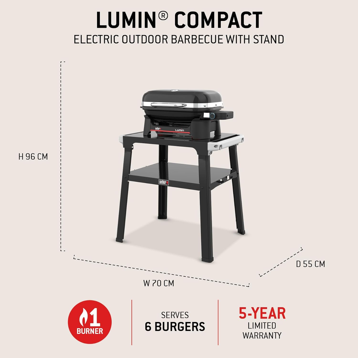 Weber - Lumin Compact - 43×32 cm - Thermomètre, fonte émaillée, jusqu'à 315°C - 1501653
