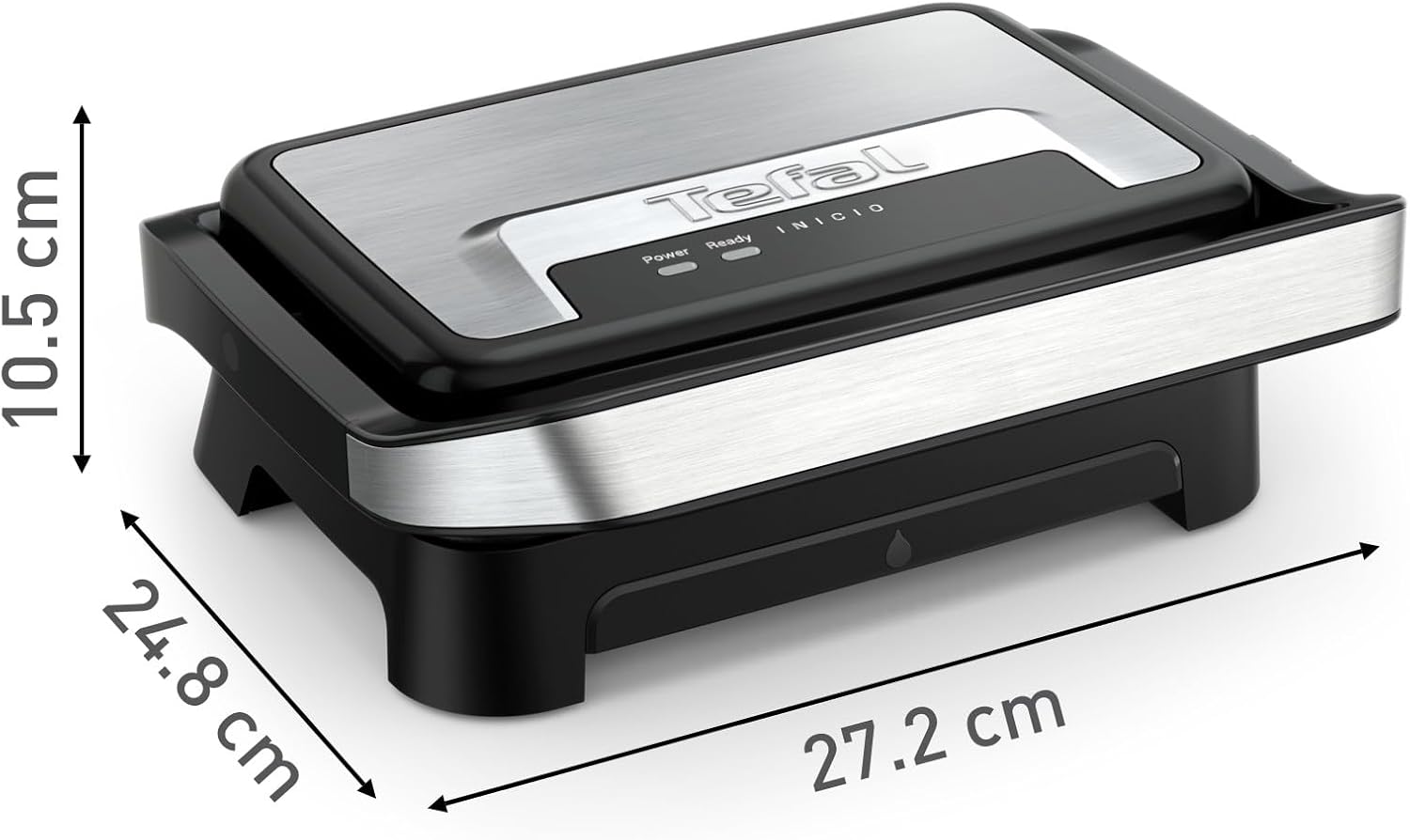 Tefal - Inicio Compact - gril et panini - plaques antiadhésives, nettoyage facile - GC270D10