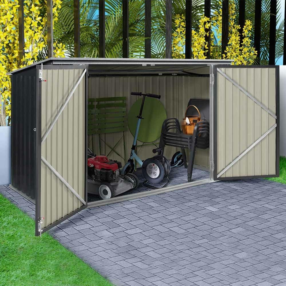 TERRE JARDIN - Abri de jardin métal 210x105x130cm - toit ouvrant, double porte, rangement vélos