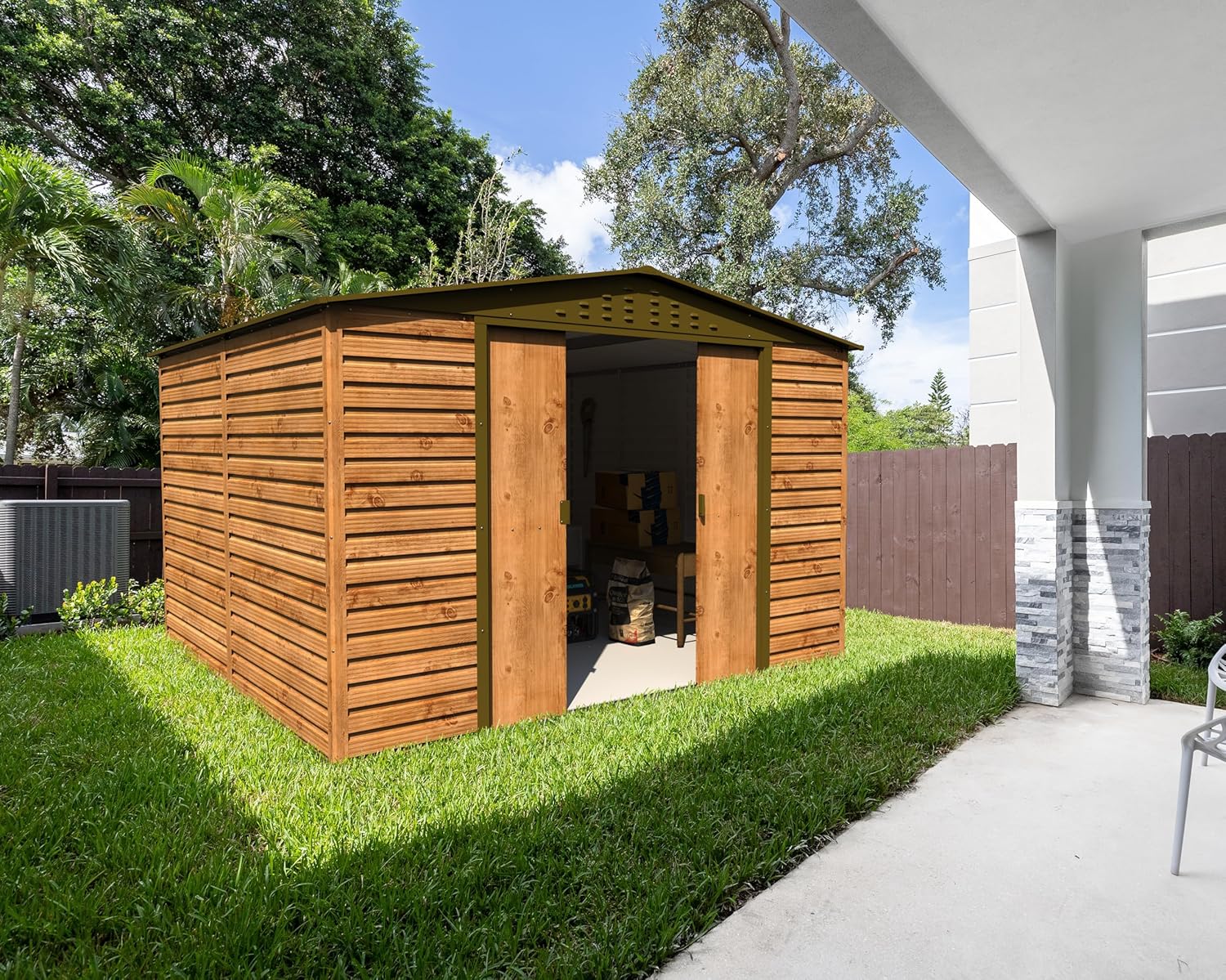 Duramax - Alpine série - 10x10 (9,75m²) - abri métal toit renforcé, acier galvanisé, sans entretien