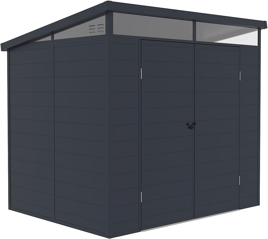 Vente-unique - Abri de jardin MINARO - 4,57 m² - résine anthracite avec plancher