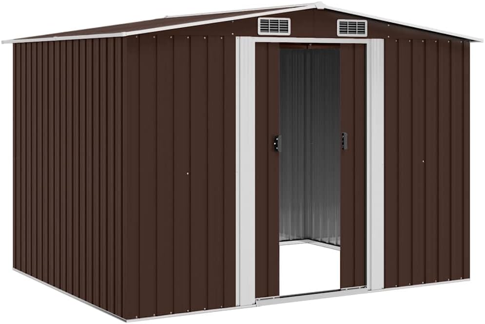 vidaXL - abri de jardin acier 257x205x178cm marron, rangement extérieur