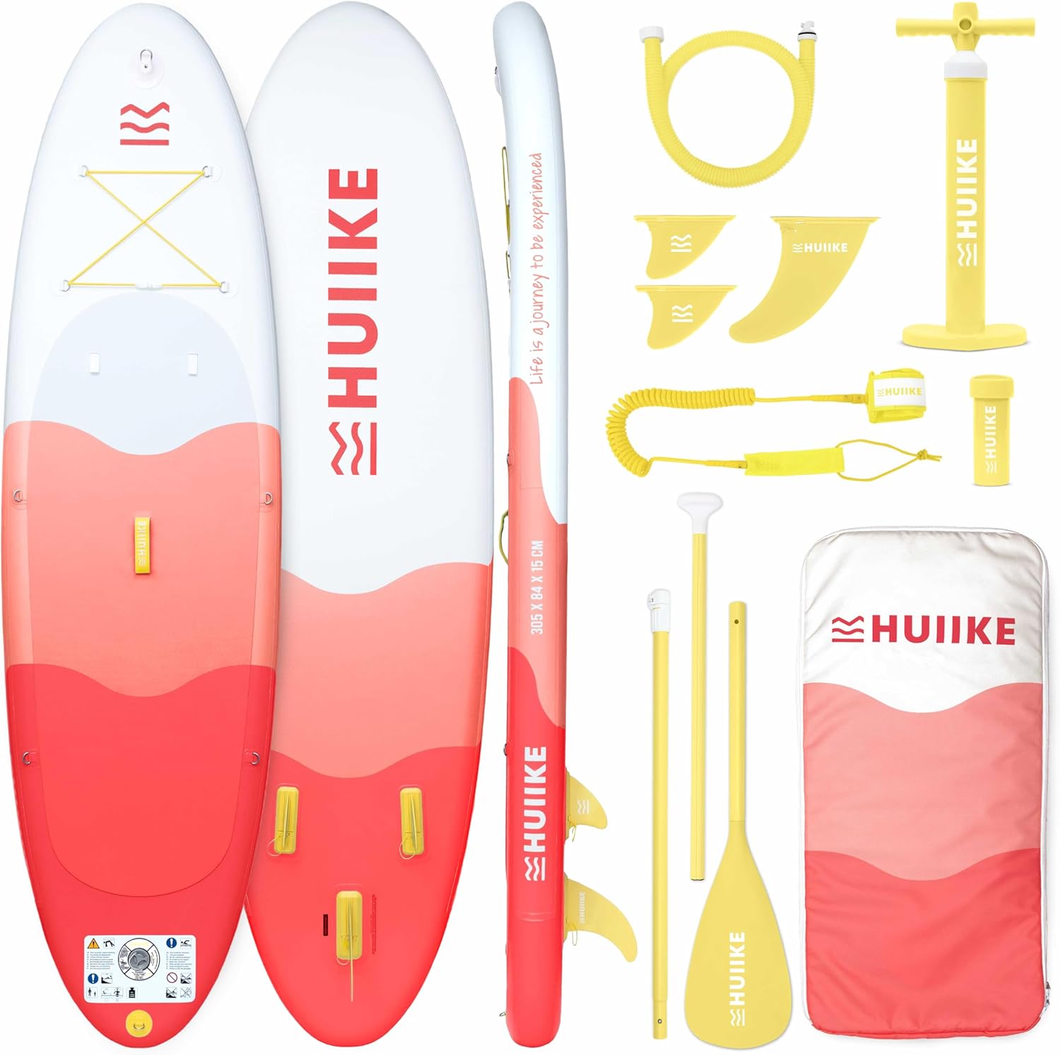 HUIIKE Paddle Gonflable Adulte avec Accessoires Inclus, Pagaie, Ailerons, Pompe. Planche de Stand Up Paddle Grande Stabilité et Résistance. 305 x 84 x 15 cm, Jusqu'à 130 kg